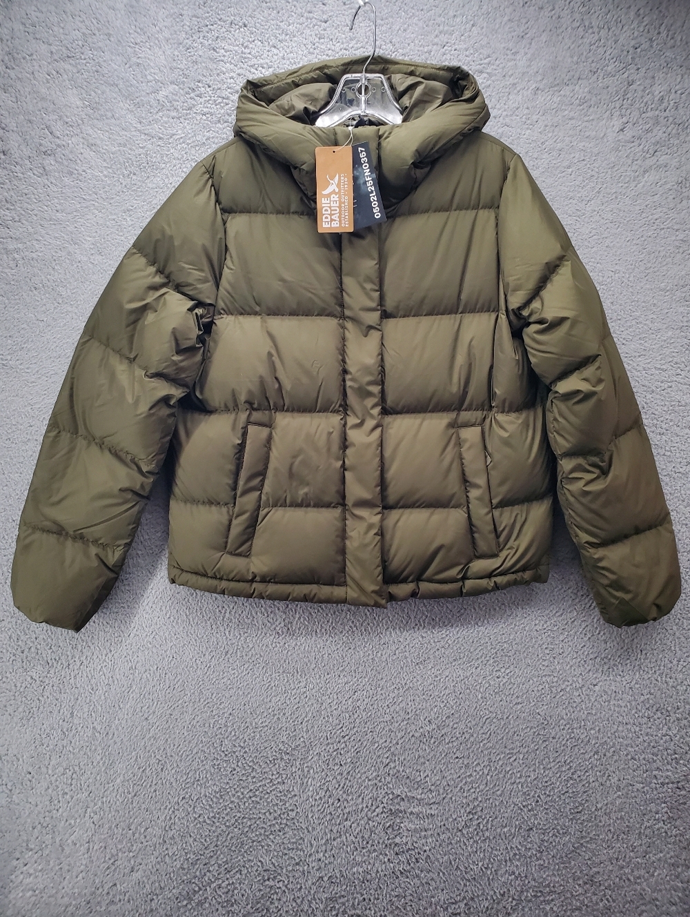 Eddie Bauer Ketchum Down Puffer Jacket Womens Green 650 Fill Hooded NWT